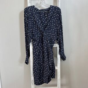 Smythe Navy Polka Dot Long Sleeve Dress